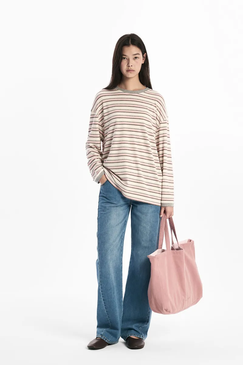 Pink Striped Reversible Tote