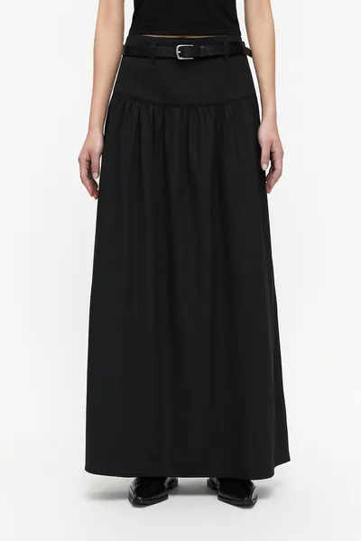 Tummy-Control Paneled Wide-Hem Skirt