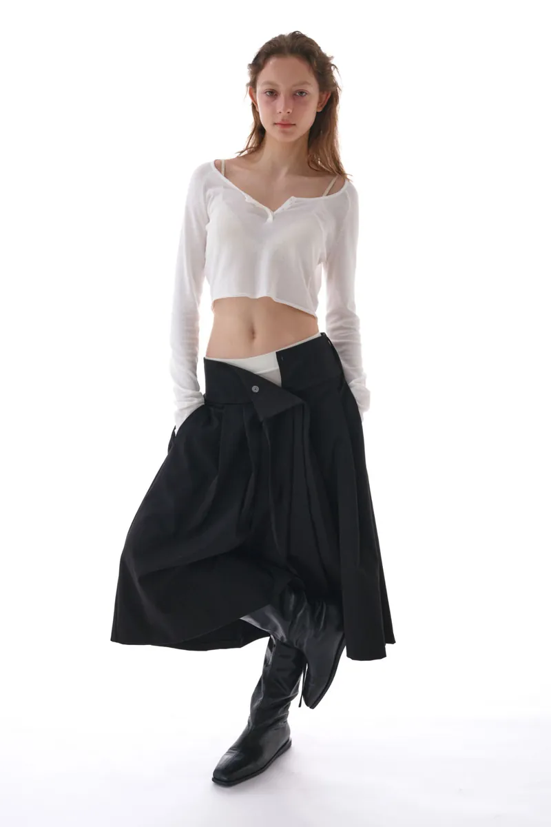 Studio Doe - Irregular Wide Pleated Midi Skirt