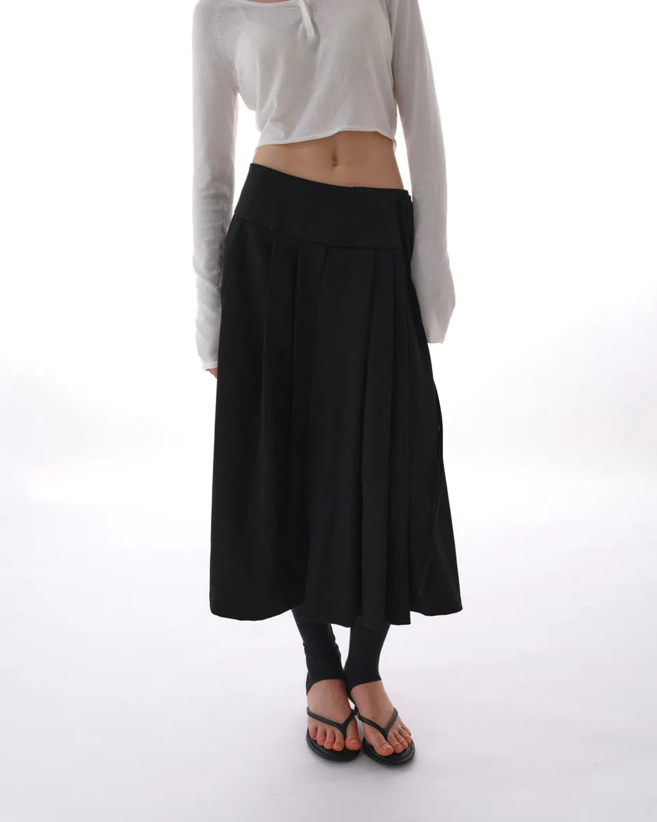 Studio Doe - Irregular Wide Pleated Midi Skirt