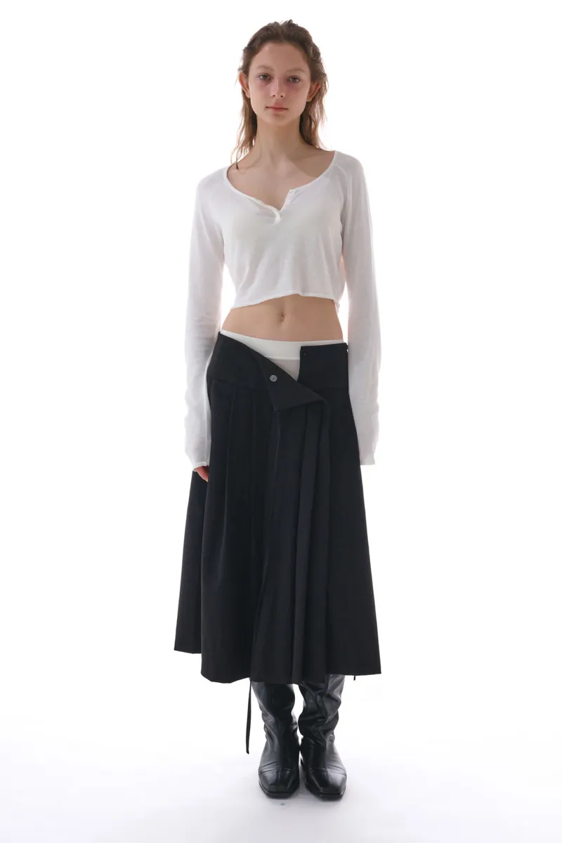 Studio Doe - Irregular Wide Pleated Midi Skirt