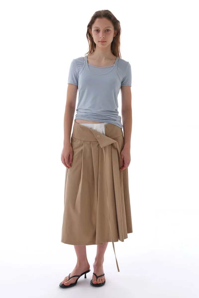 Studio Doe - Irregular Wide Pleated Midi Skirt