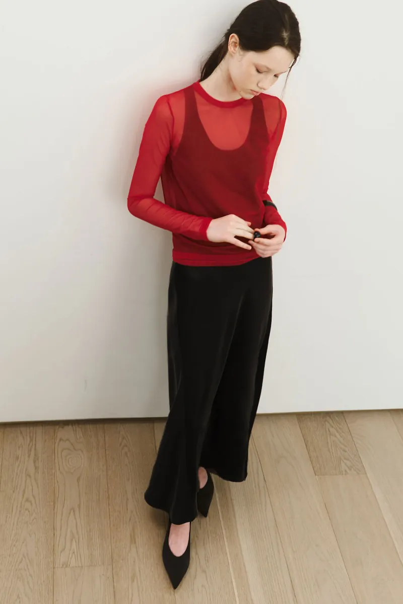 Adjustable-Slit Satin Dress
