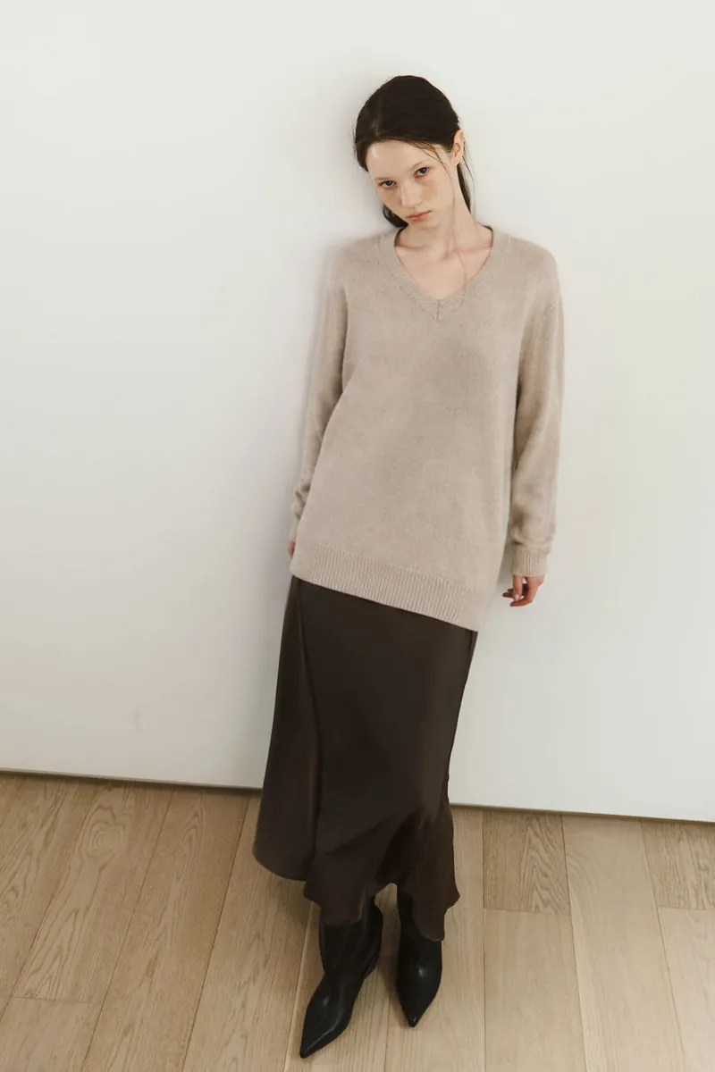 Adjustable-Slit Satin Dress