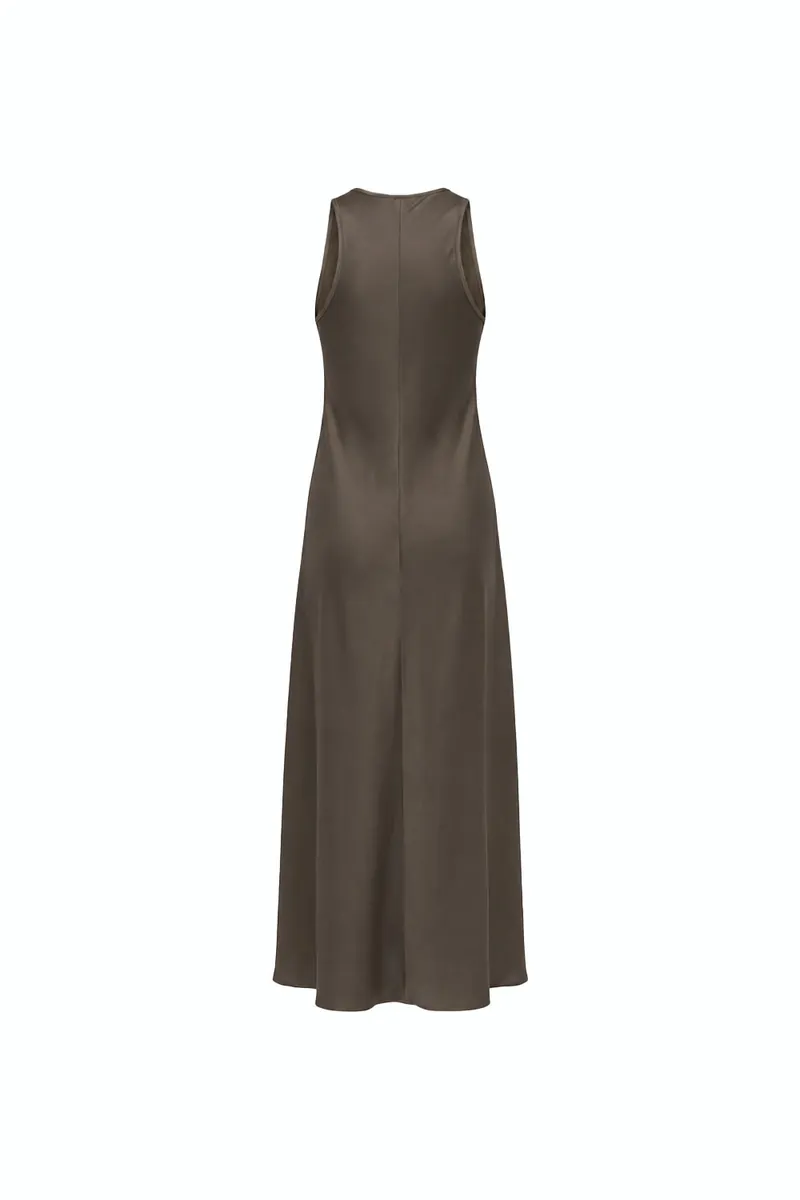 Adjustable-Slit Satin Dress