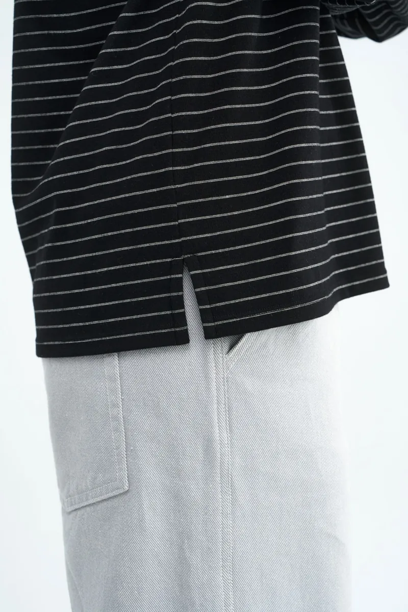Striped Side-Button Knit Polo