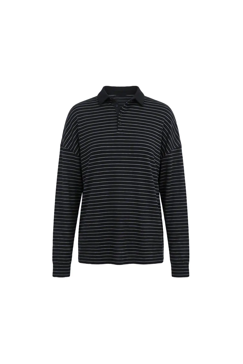 Striped Side-Button Knit Polo