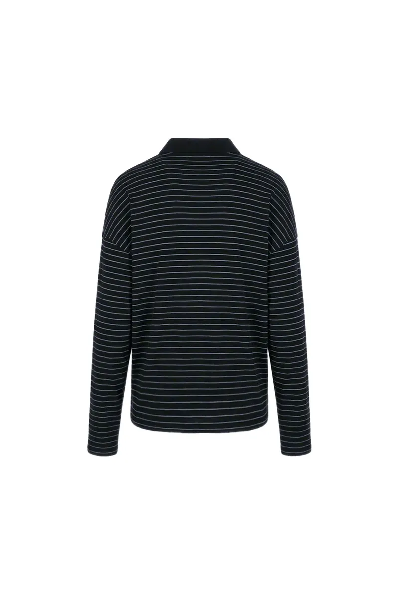 Striped Side-Button Knit Polo