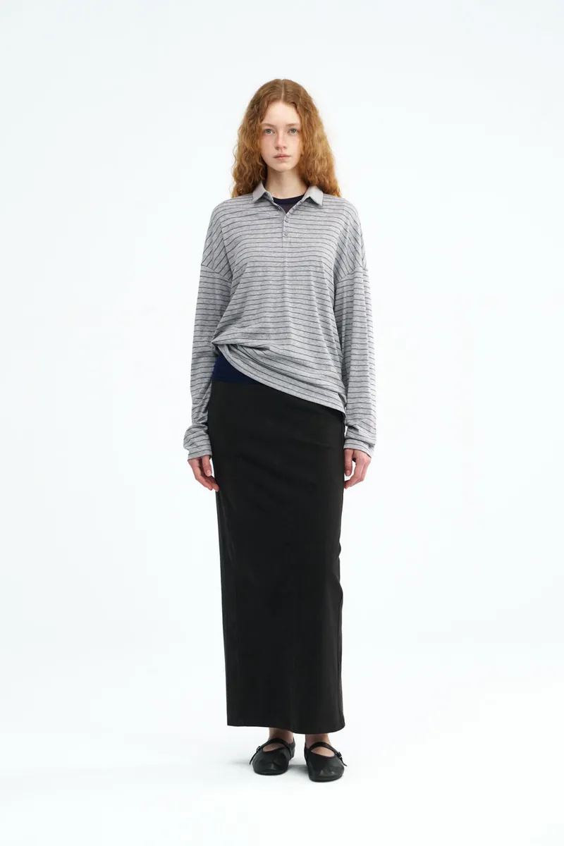 Striped Side-Button Knit Polo