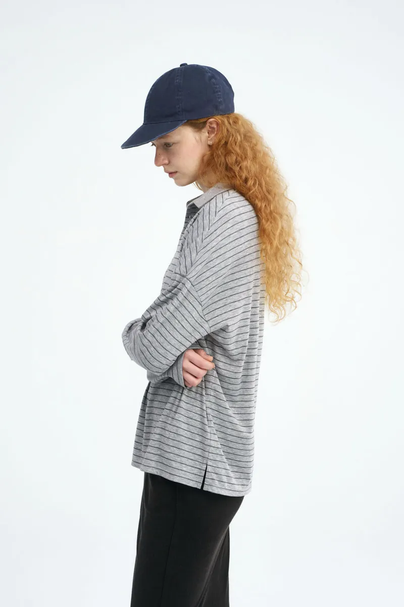 Striped Side-Button Knit Polo