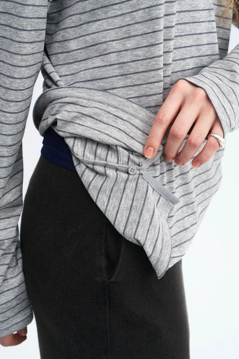 Striped Side-Button Knit Polo