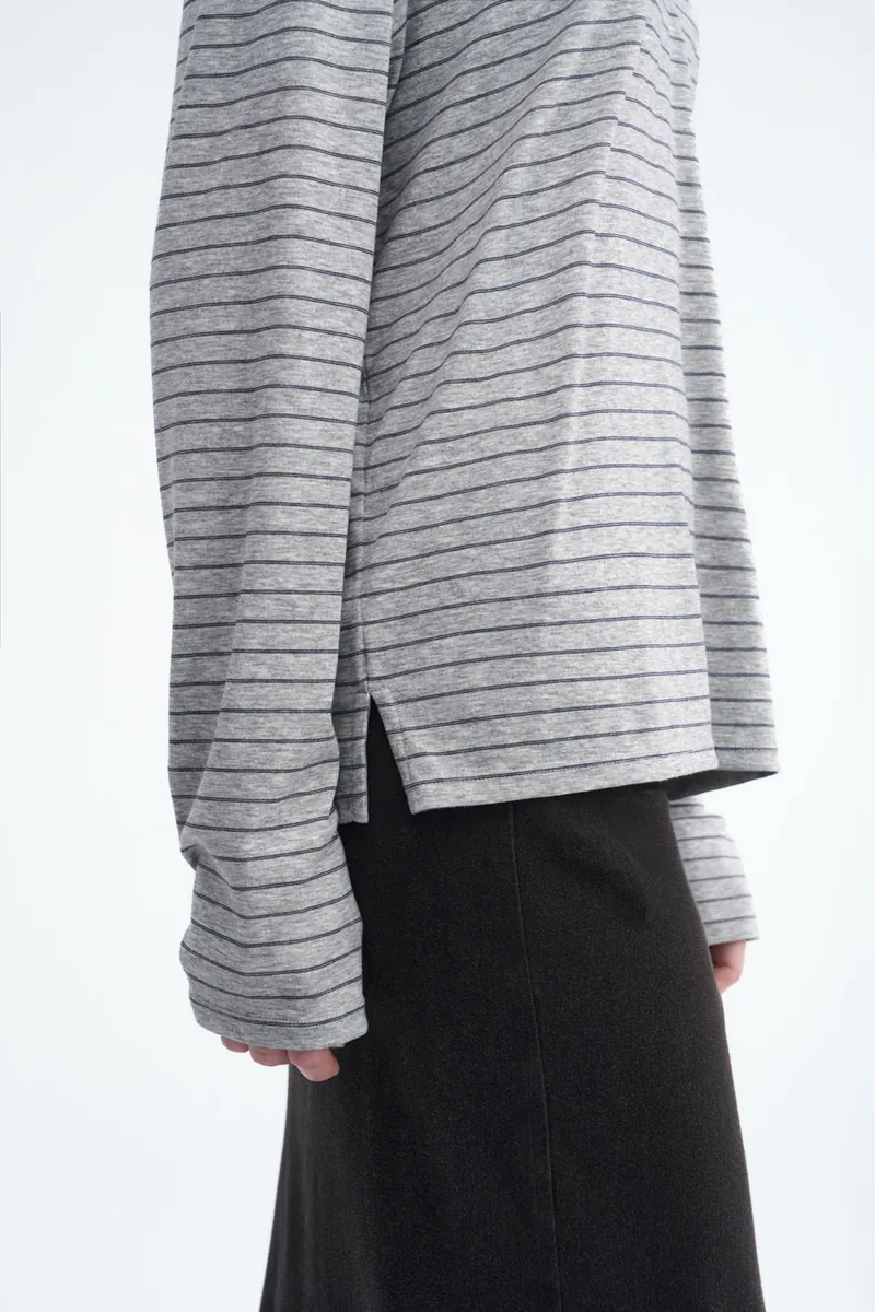Striped Side-Button Knit Polo