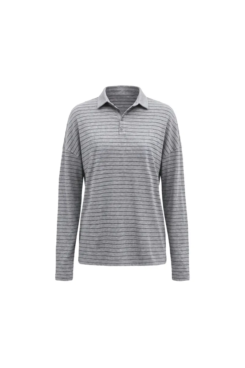 Striped Side-Button Knit Polo