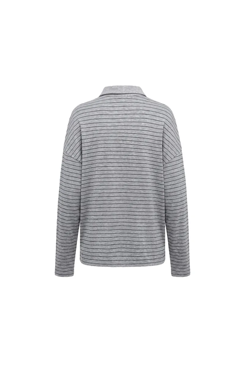 Striped Side-Button Knit Polo