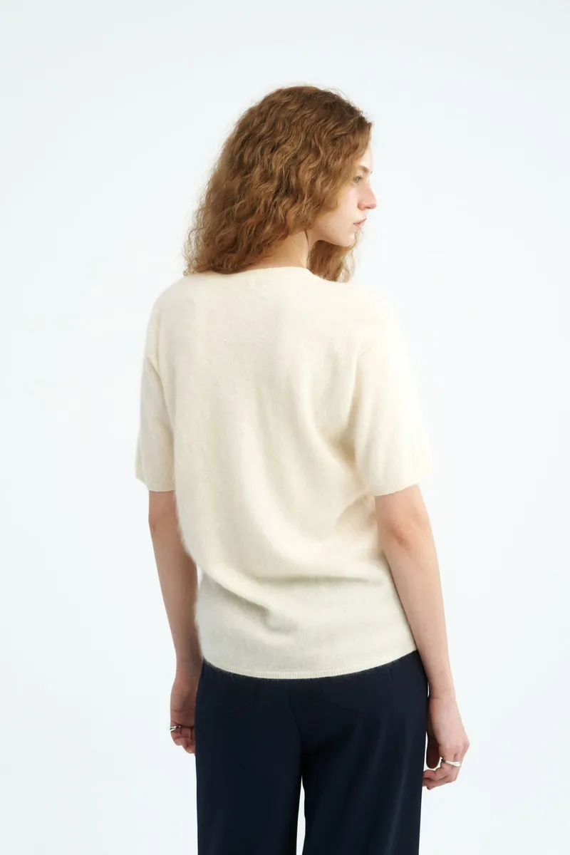100% Cashmere Crew-Neck Short-Sleeve Sweater
