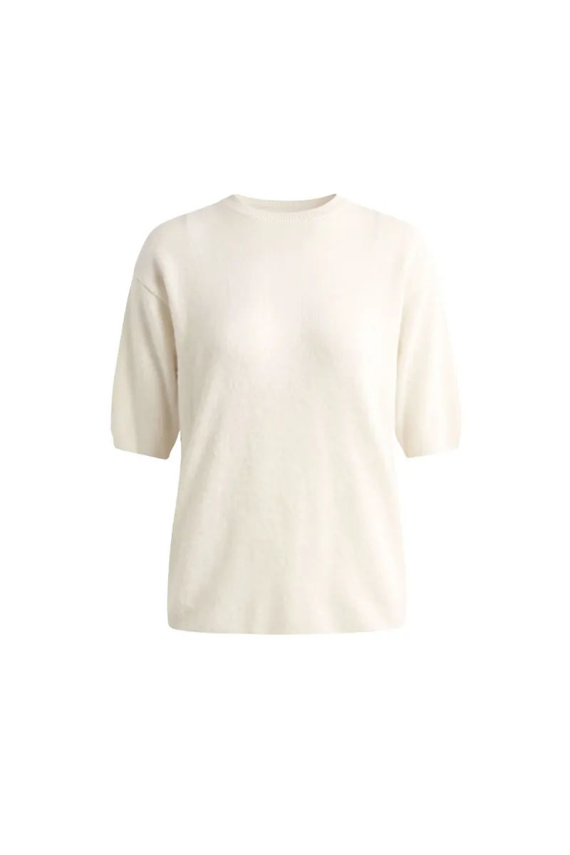 100% Cashmere Crew-Neck Short-Sleeve Sweater