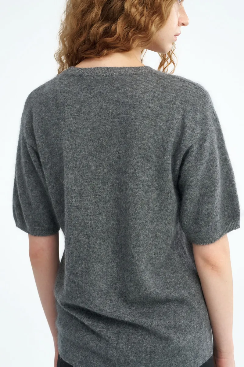 100% Cashmere Crew-Neck Short-Sleeve Sweater