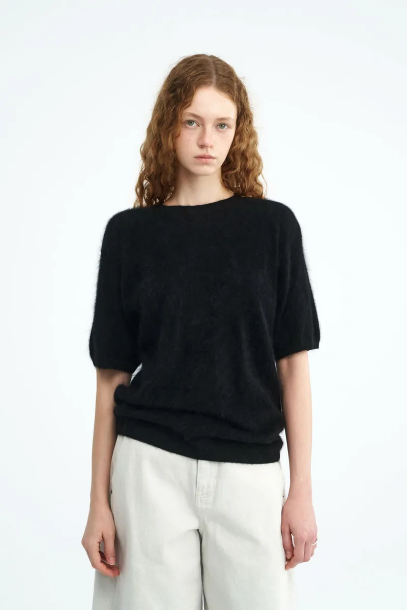 100% Cashmere Crew-Neck Short-Sleeve Sweater