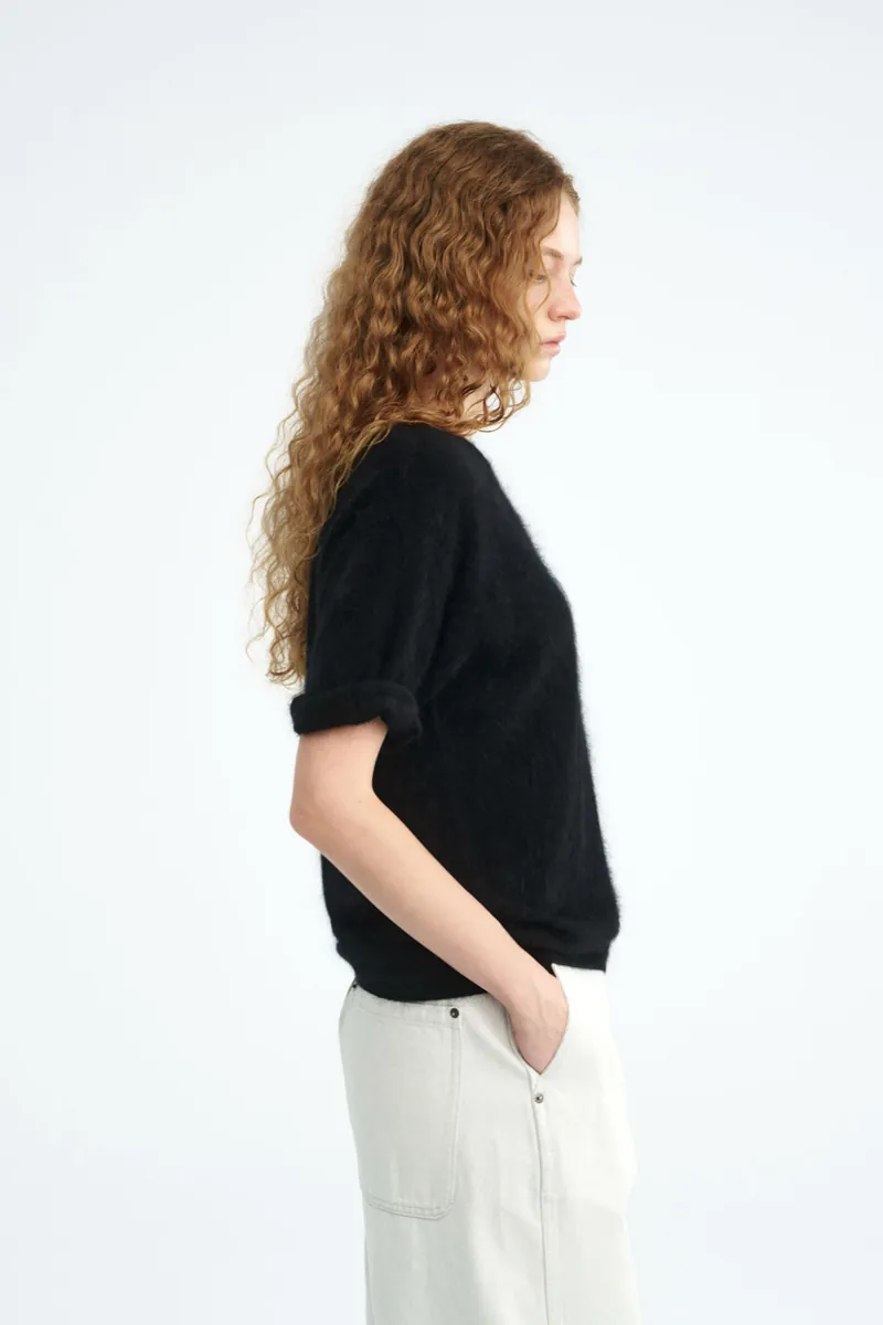 100% Cashmere Crew-Neck Short-Sleeve Sweater