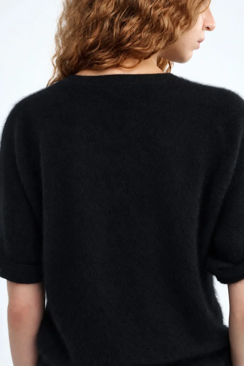 100% Cashmere Crew-Neck Short-Sleeve Sweater