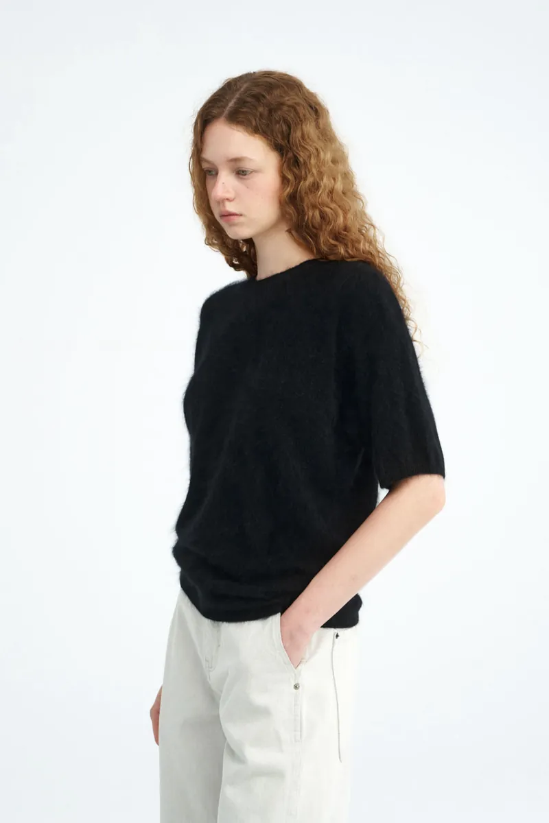 100% Cashmere Crew-Neck Short-Sleeve Sweater