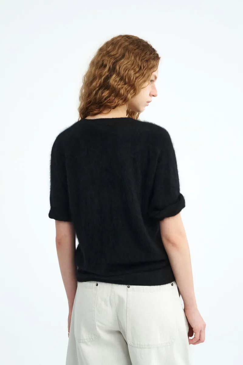 100% Cashmere Crew-Neck Short-Sleeve Sweater