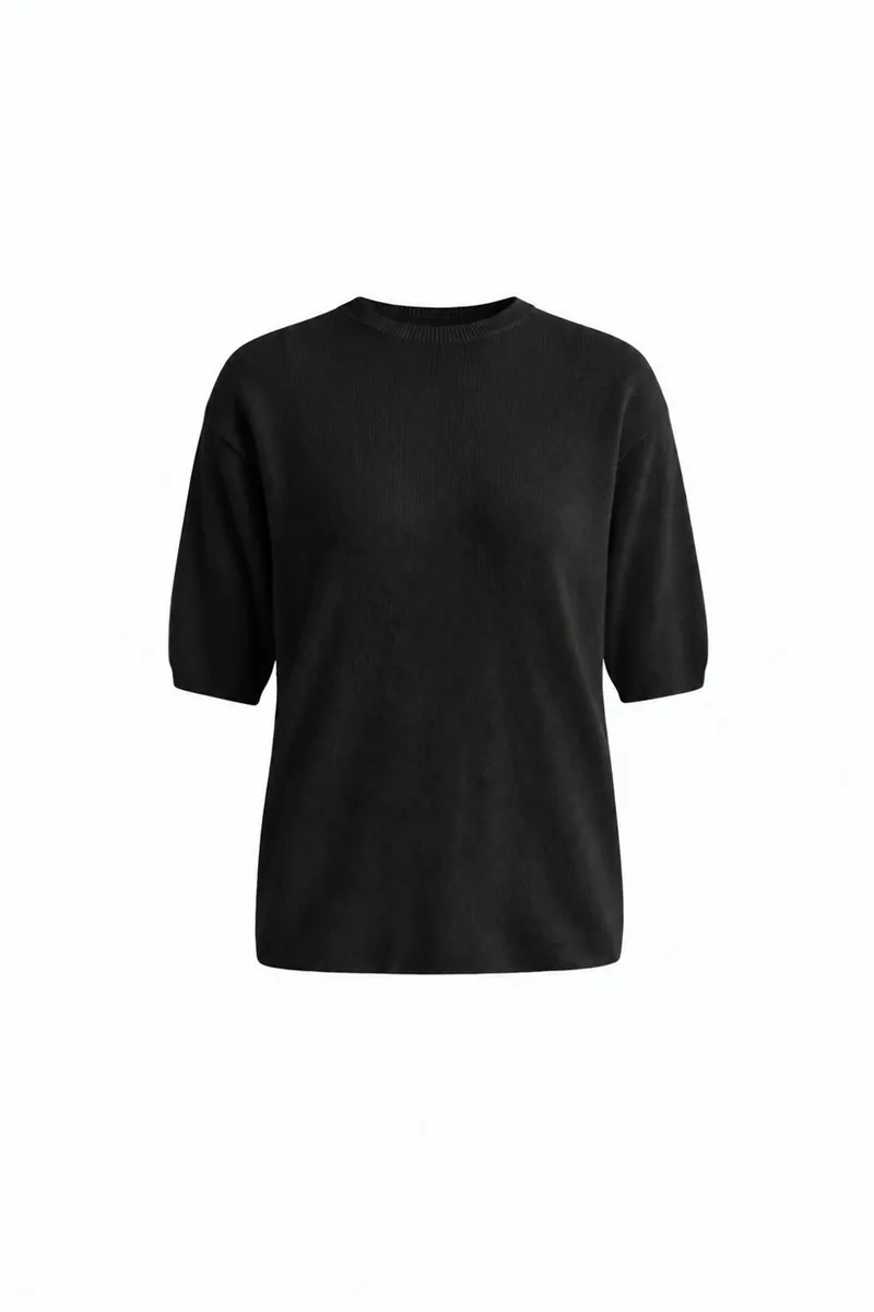100% Cashmere Crew-Neck Short-Sleeve Sweater