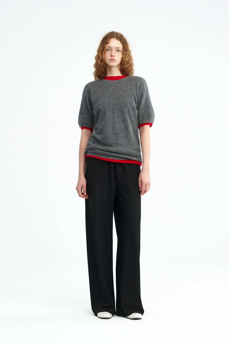 100% Cashmere Crew-Neck Short-Sleeve Sweater