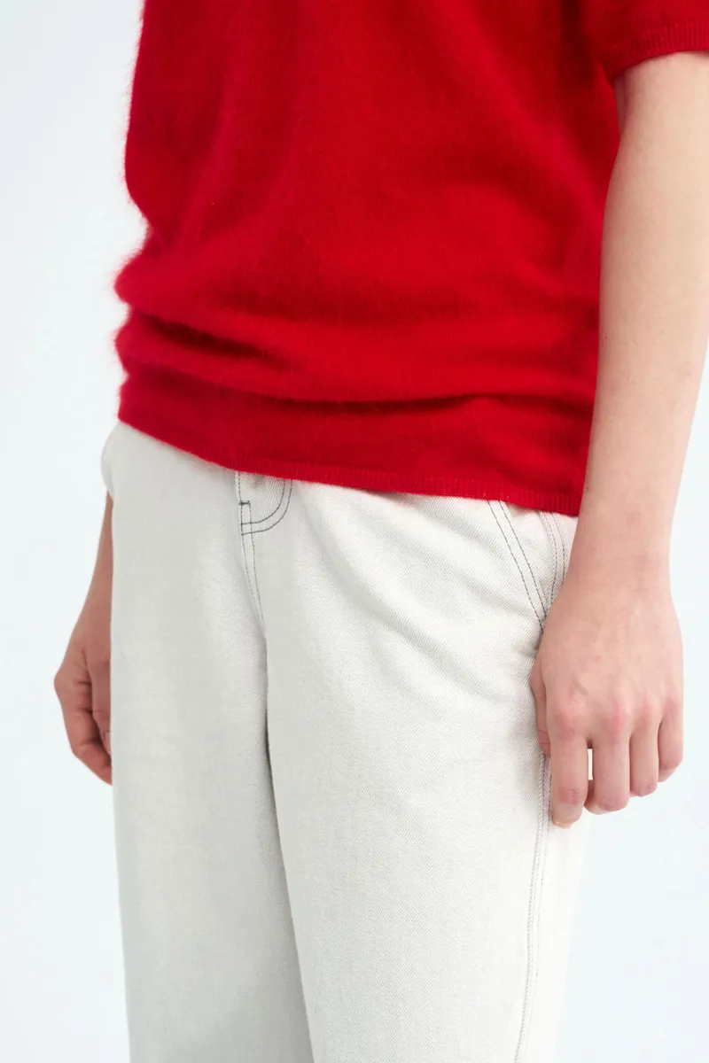 100% Cashmere Crew-Neck Short-Sleeve Sweater