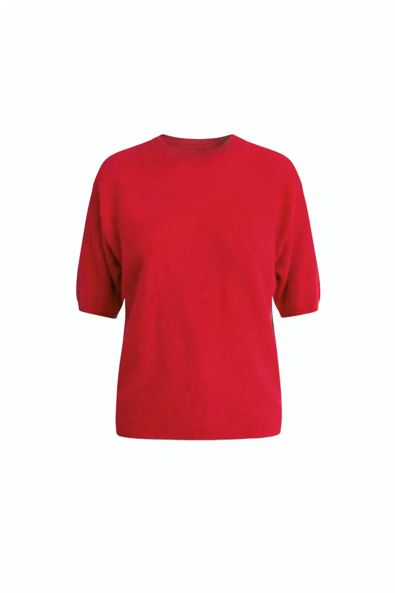 100% Cashmere Crew-Neck Short-Sleeve Sweater