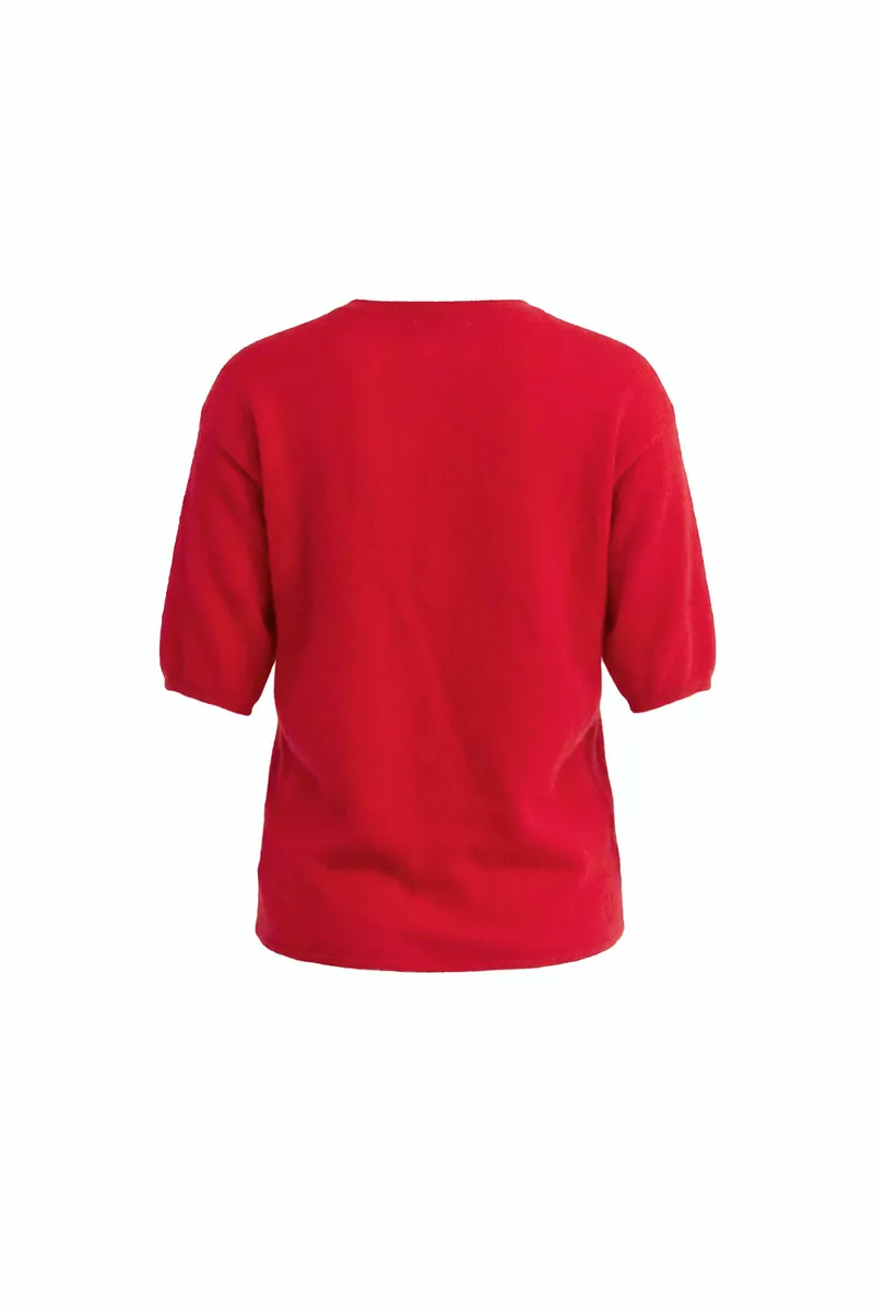 100% Cashmere Crew-Neck Short-Sleeve Sweater