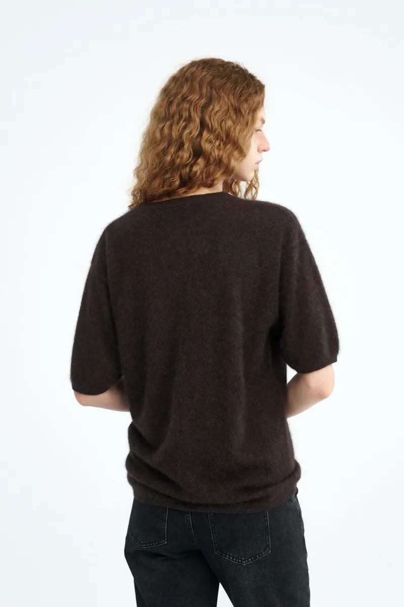 100% Cashmere Crew-Neck Short-Sleeve Sweater