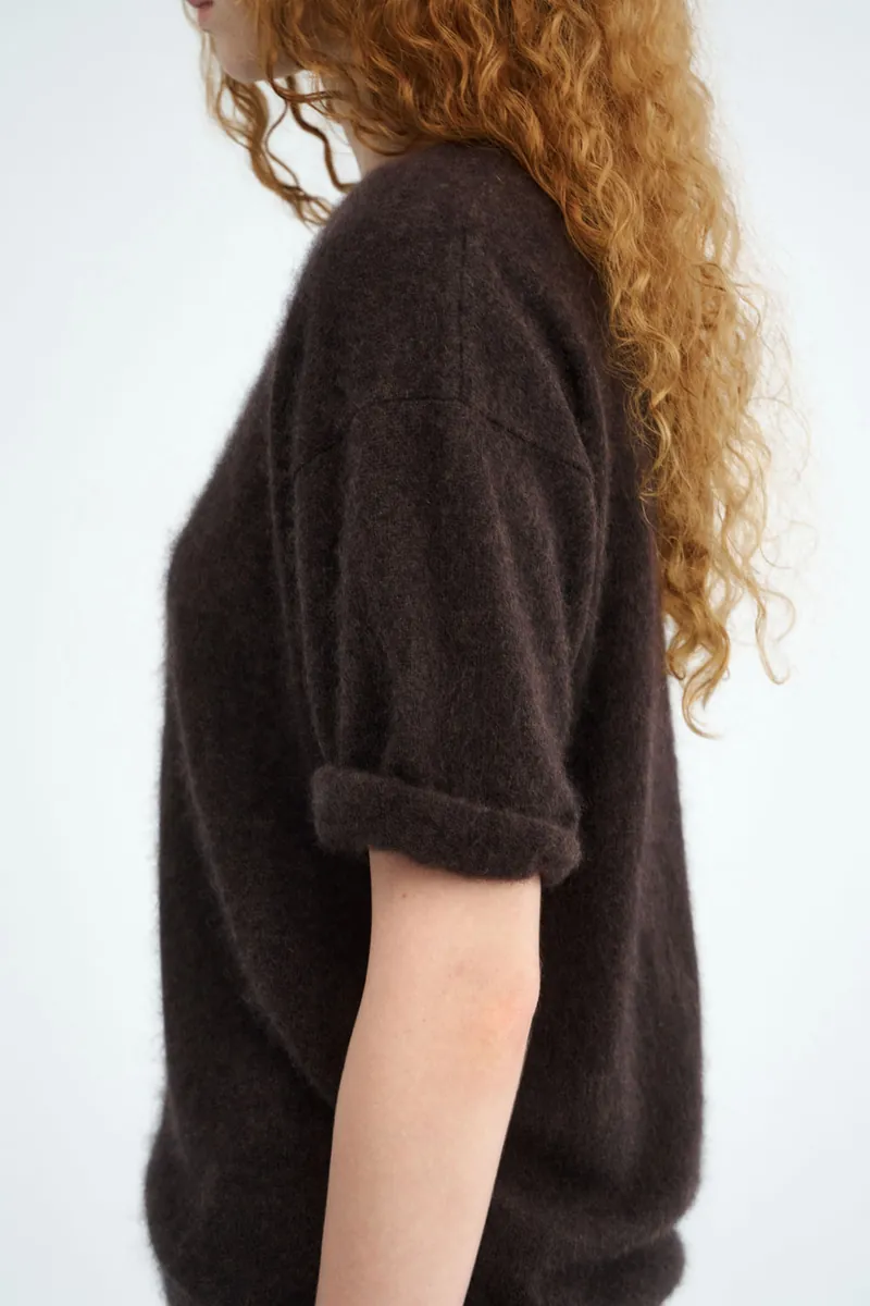 100% Cashmere Crew-Neck Short-Sleeve Sweater