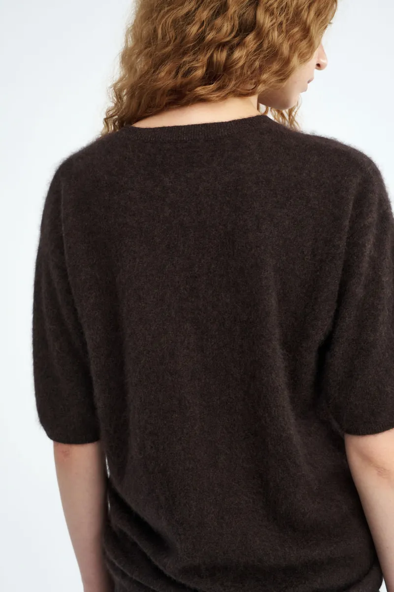 100% Cashmere Crew-Neck Short-Sleeve Sweater