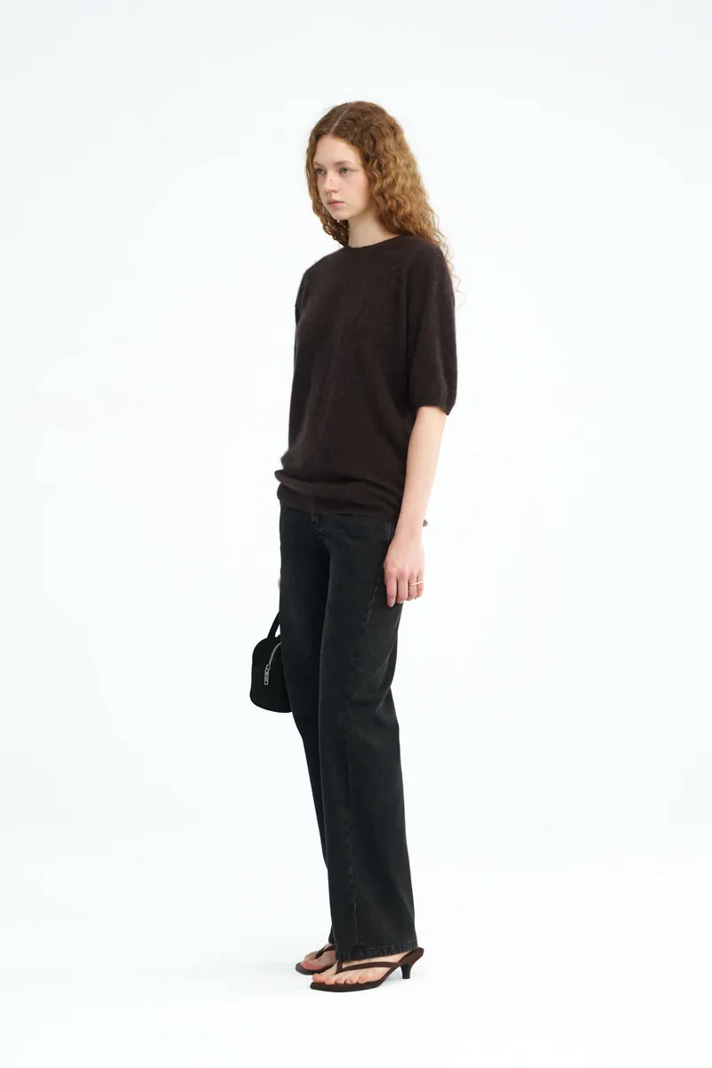 100% Cashmere Crew-Neck Short-Sleeve Sweater