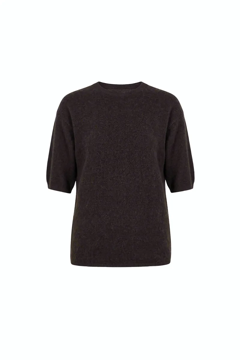 100% Cashmere Crew-Neck Short-Sleeve Sweater
