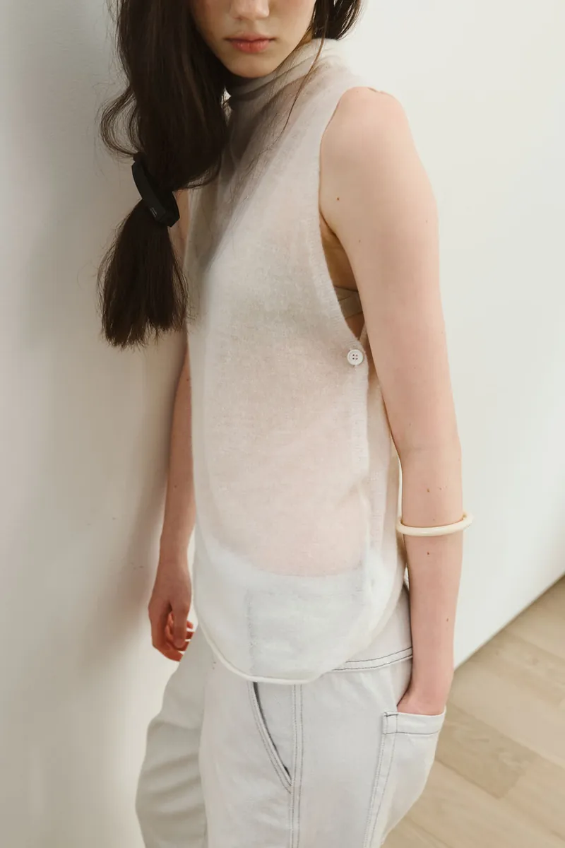 Soft Alpaca-Blend Side-Button Vest