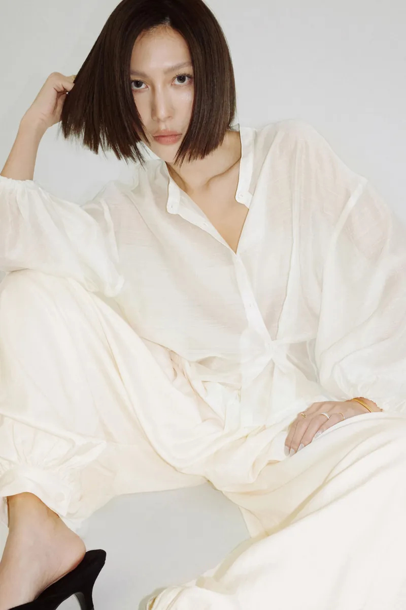 Doe: Molly Ruched Waistband Pleated Balloon Pants