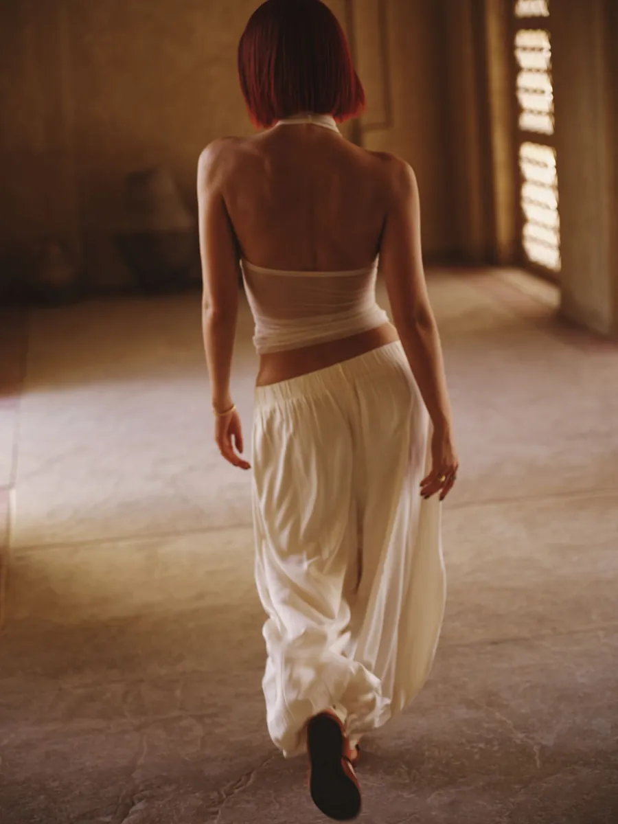 Doe: Molly Ruched Waistband Pleated Balloon Pants