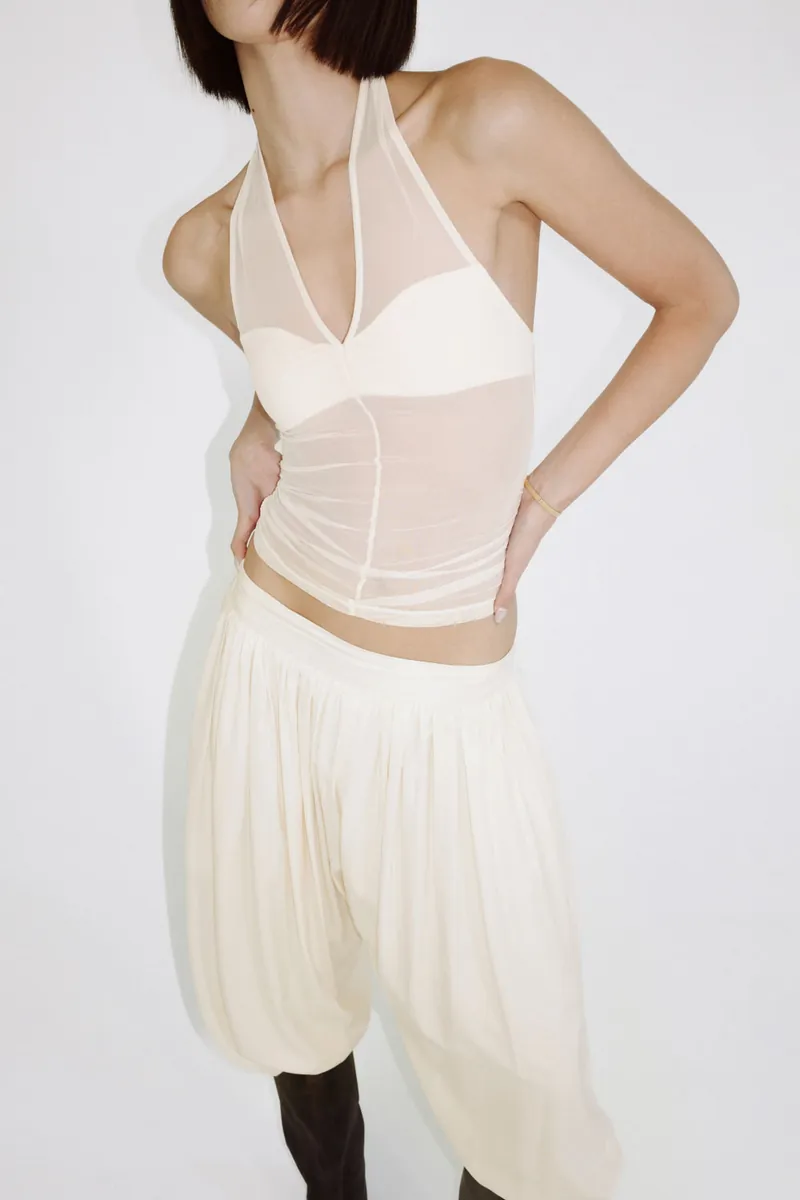 Doe: Molly Ruched Waistband Pleated Balloon Pants