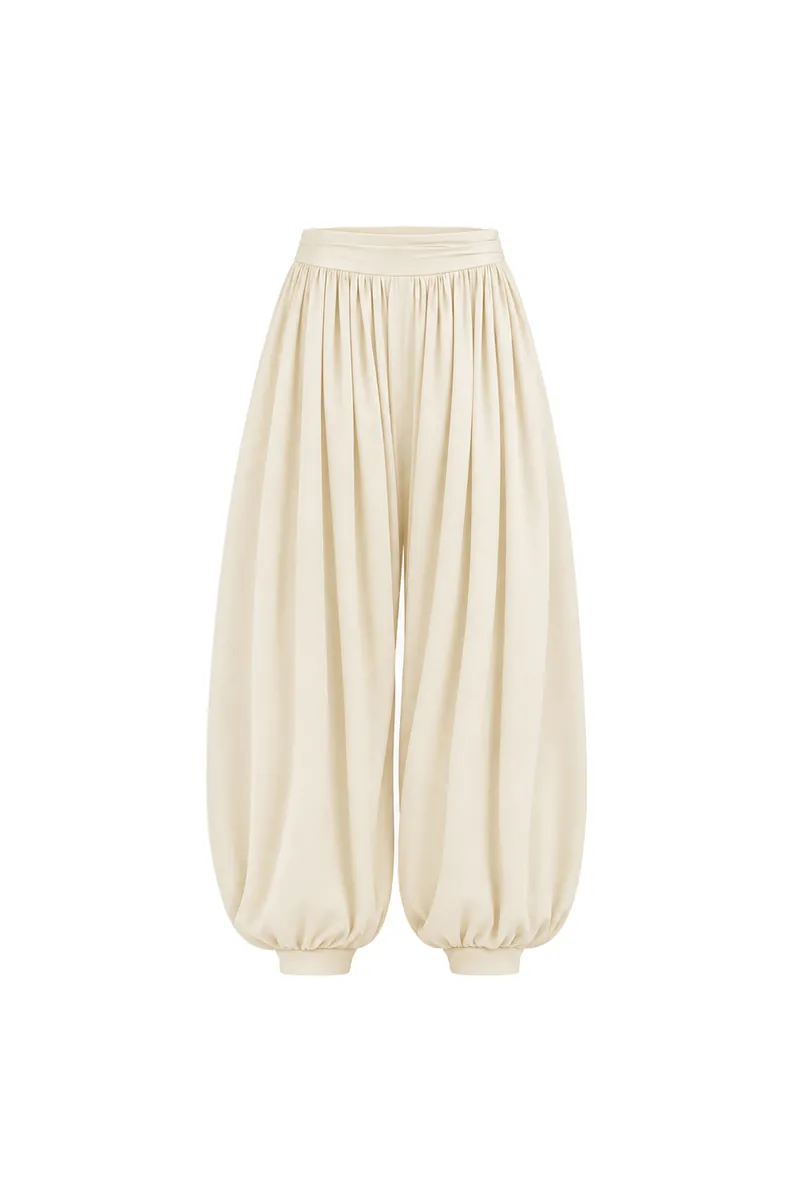 Doe: Molly Ruched Waistband Pleated Balloon Pants