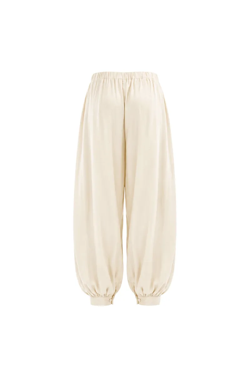Doe: Molly Ruched Waistband Pleated Balloon Pants