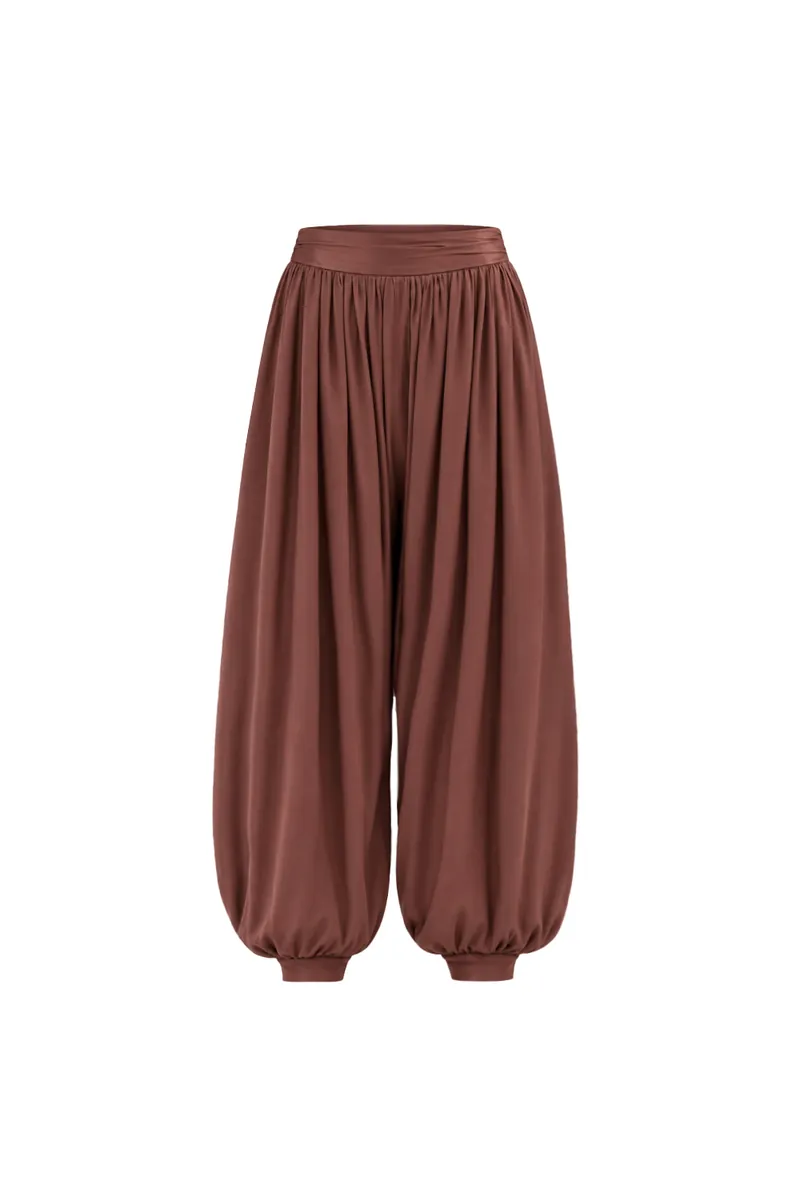 Doe: Molly Ruched Waistband Pleated Balloon Pants