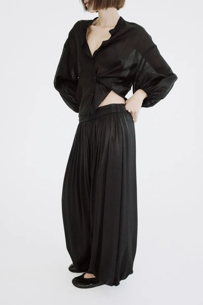Doe: Molly Ruched Waistband Pleated Balloon Pants