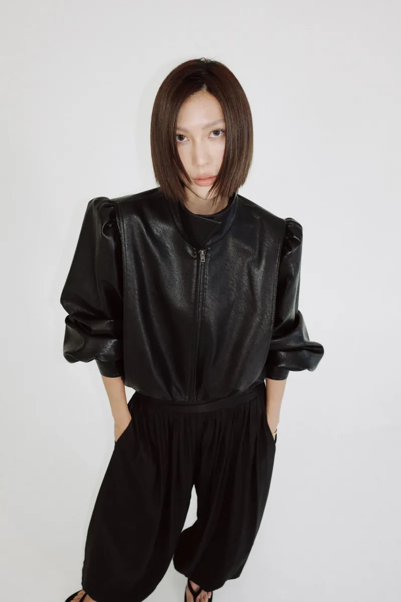 Doe: Molly Wide-Shoulder Puff-Sleeve Soft Leather Jacket