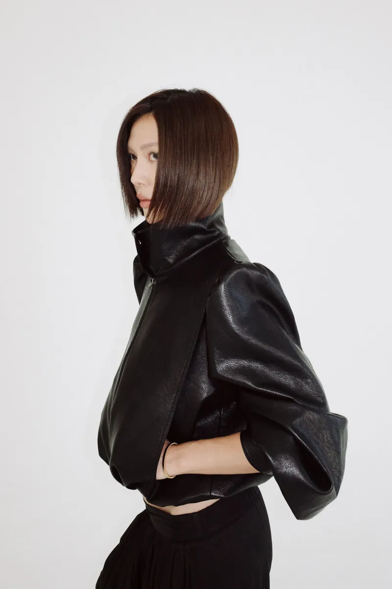 Doe: Molly Wide-Shoulder Puff-Sleeve Soft Leather Jacket
