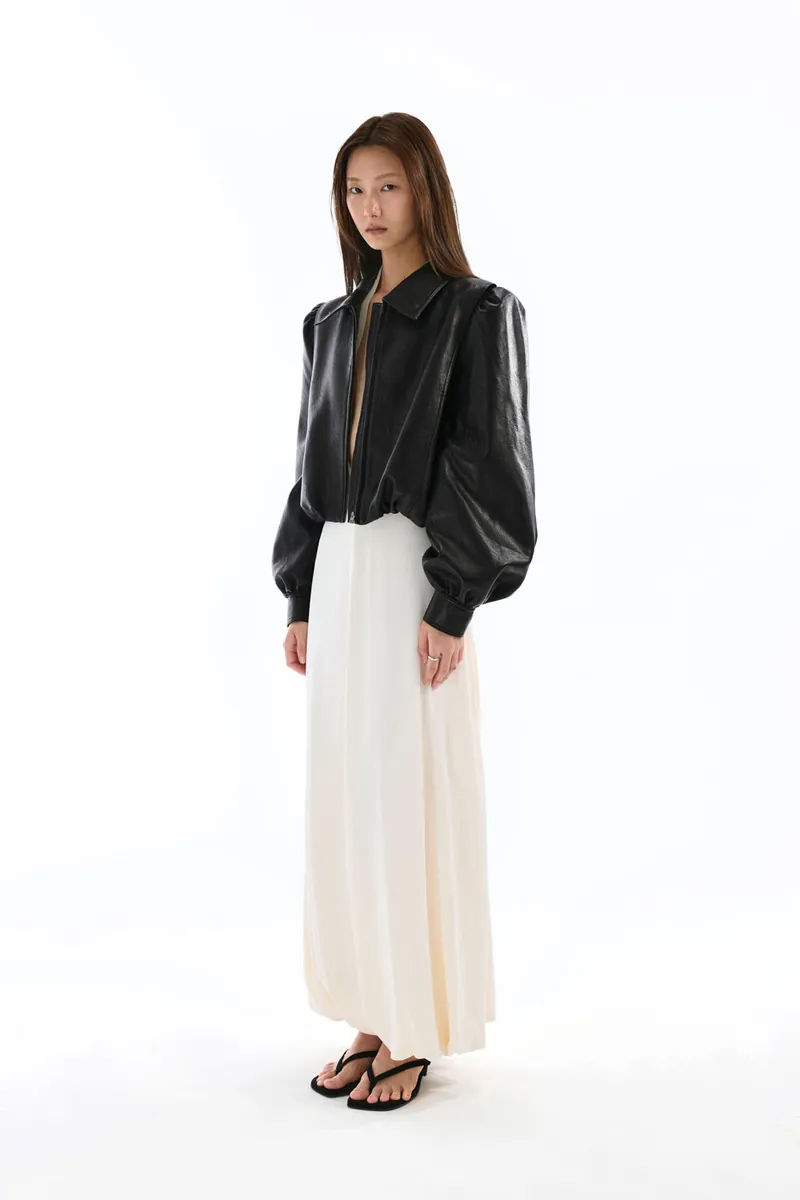 Doe: Molly Wide-Shoulder Puff-Sleeve Soft Leather Jacket