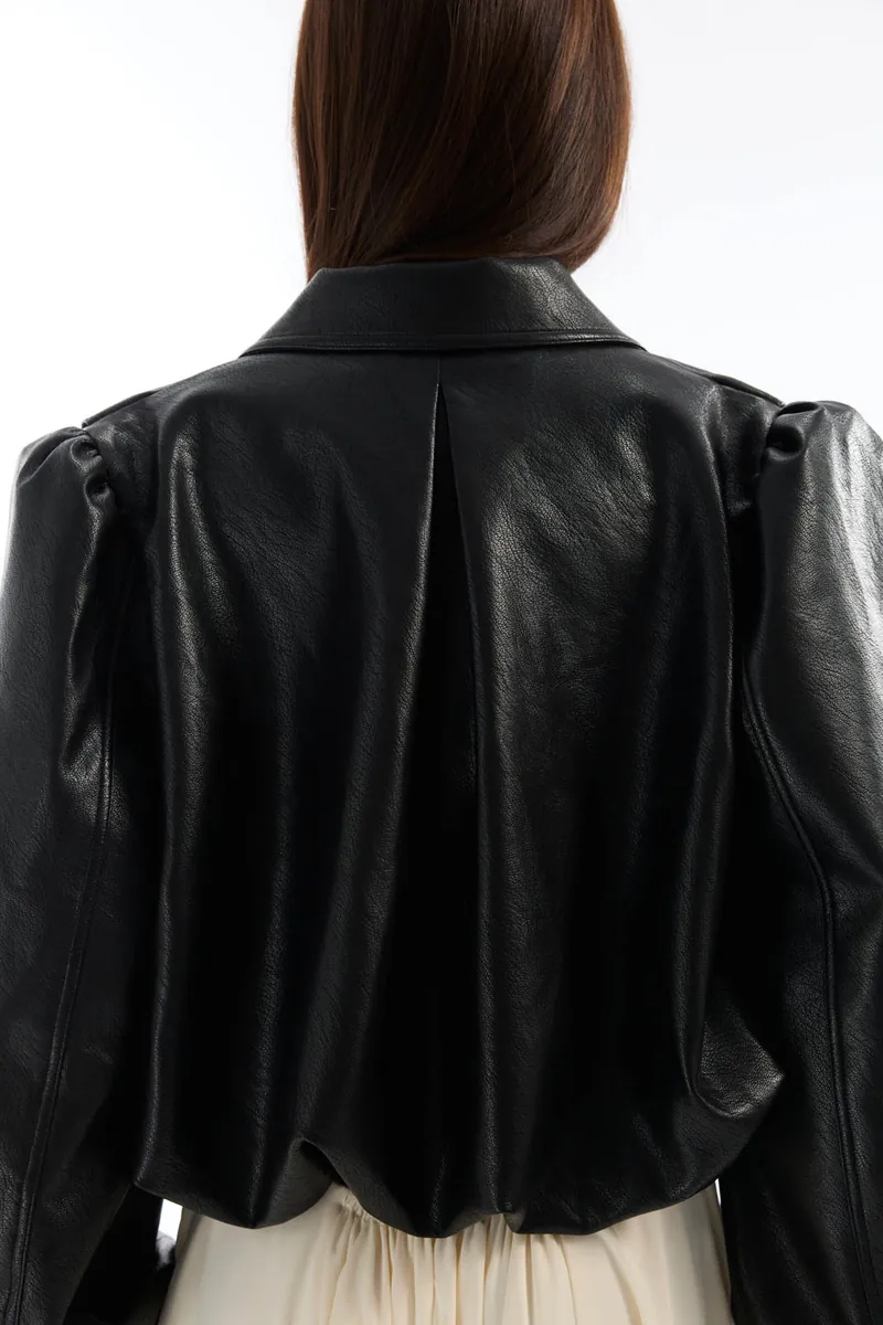 Doe: Molly Wide-Shoulder Puff-Sleeve Soft Leather Jacket