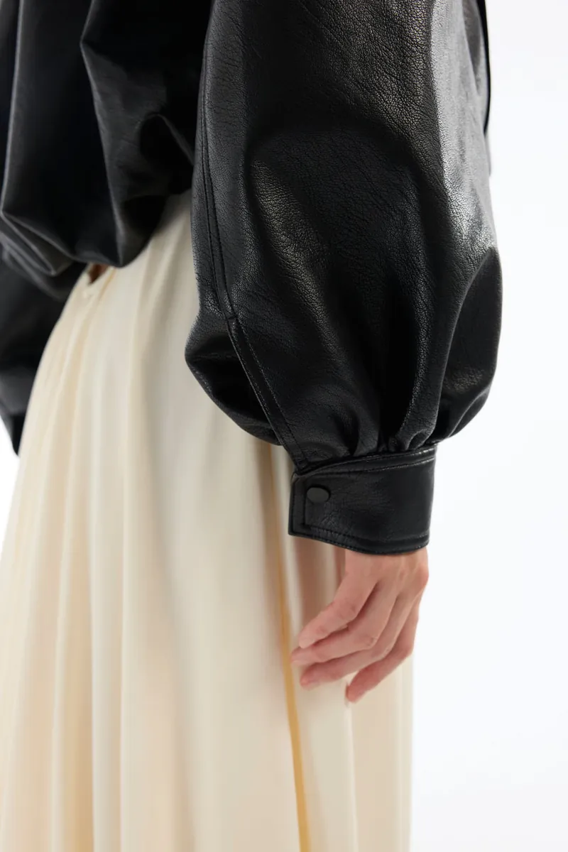 Doe: Molly Wide-Shoulder Puff-Sleeve Soft Leather Jacket