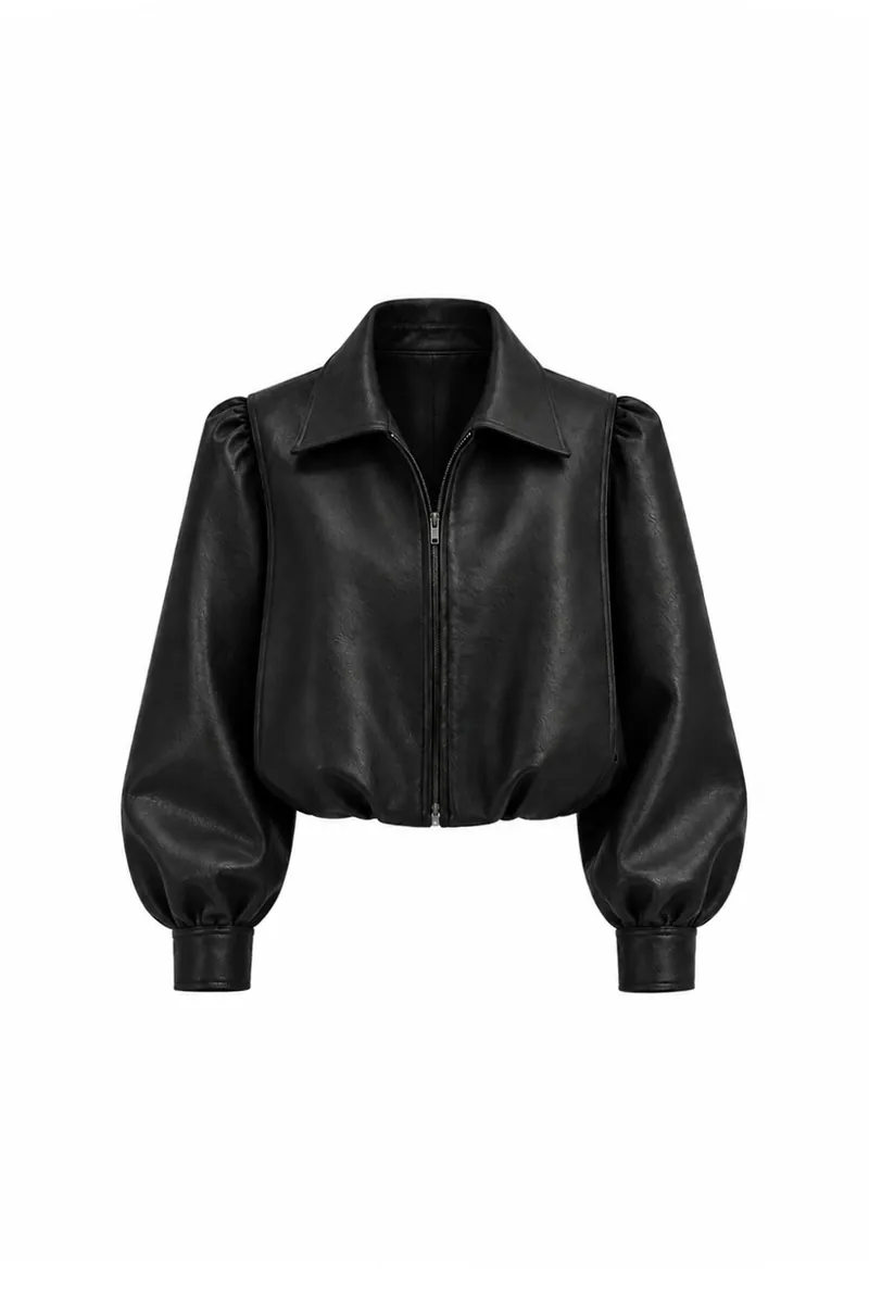 Doe: Molly Wide-Shoulder Puff-Sleeve Soft Leather Jacket